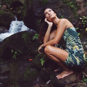 Kahulalea Dress Kanani in Teal Palapalai and Lehua Small